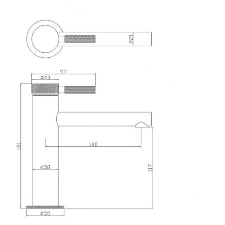 Waschtischmischer EGO-Tiona Chrom, Montage auf der Spüle , Chrom-Finish, Luftsprudler, Sonderdesign