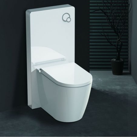 WC-Rahmen mit weißem Sicherheitsglas Tank , Größe 100x48 cm, Bodenmontage, Ego-Lilium