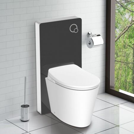 WC-Rahmen mit schwarzem Sicherheitsglas Tank, Größe 100x48 cm, Bodenmontage, Ego-Lilium