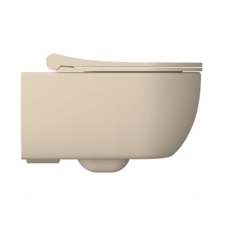 WC-Becken EGO Michael Rimless, 49x3 6 cm, Jasmin seidenmatt, Power Colour, hängende Montage, Duroplast Soft-Close Easy-Off-Decke