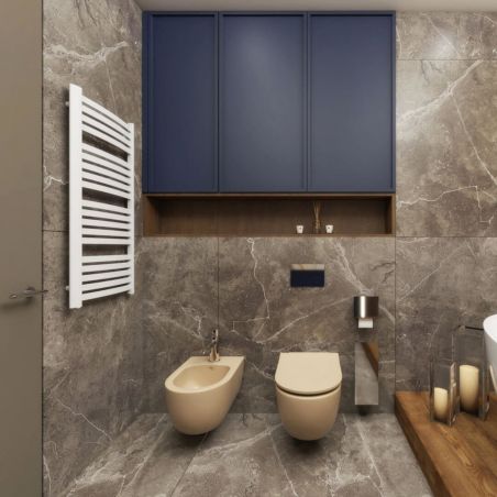 WC-Becken EGO Michael Rimless, 49x3 6 cm, Jasmin seidenmatt, Power Colour, hängende Montage, Duroplast Soft-Close Easy-Off-Decke