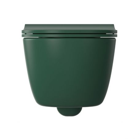 EGO Michael Rimless WC-Becken , 49x36 cm, Grün, Power Colour, halbmatt, hängende Montage, Duroplast-Soft-Close-Easy-Off-Deckel