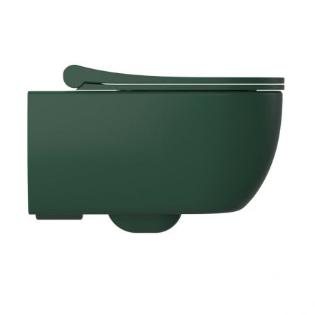 EGO Michael Rimless WC-Becken , 49x36 cm, Grün, Power Colour, halbmatt, hängende Montage, Duroplast-Soft-Close-Easy-Off-Deckel