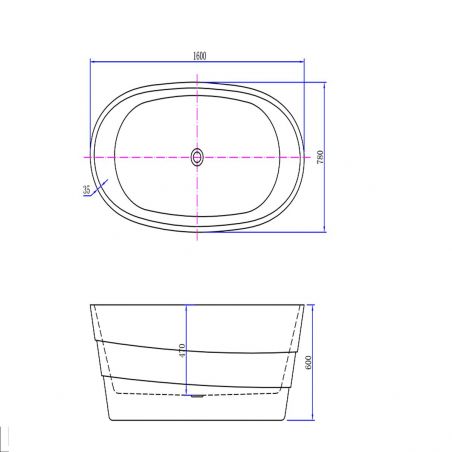 EGO Saona Freistehende Badewanne, 160x78 cm, Sanitäracryl, weiß glänzend, Exklusives Design