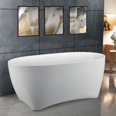 EGO Haiti Freistehende Badewanne, 170x78 cm, Sanitäracryl, weiß glänzend, minimalistisches Design