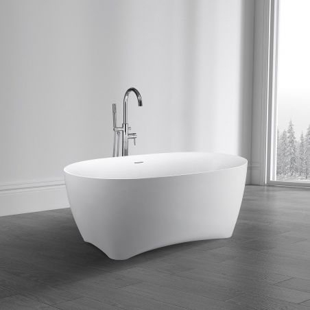 EGO Haiti Freistehende Badewanne, 170x78 cm, Sanitäracryl, weiß glänzend, minimalistisches Design