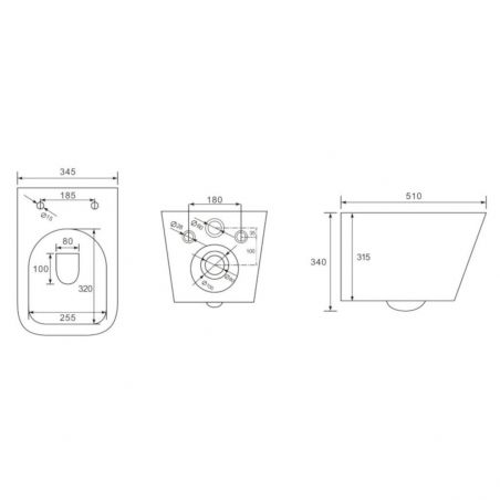 EGO Alfonso Rimless Toilettenschüssel, Mattschwarz, Power Color, hängende Montage, Duroplast Slim Soft-Close-Deckel inklusive