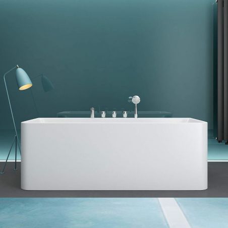 EGO 601S Badewanne, freistehend, 170 oder 180 cm, integrierter Wasserhahn mit Chromoberfläche, thermoaktives Sanitäracryl, weiß