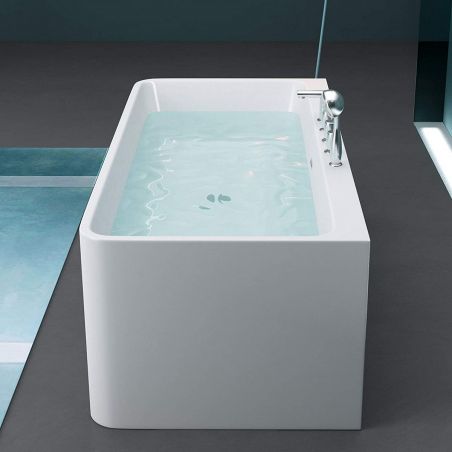 EGO 601S Badewanne, freistehend, 170 oder 180 cm, integrierter Wasserhahn mit Chromoberfläche, thermoaktives Sanitäracryl, weiß