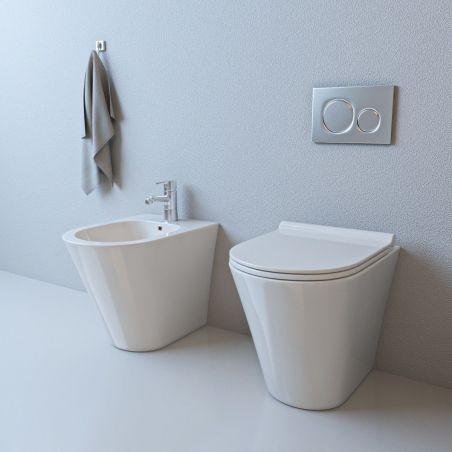 Toilettenschüssel EGO Galo, Rimless, Weiß, 55x36 cm Bodenmontage, Duroplast Slim Soft-Close-Deckel inklusive