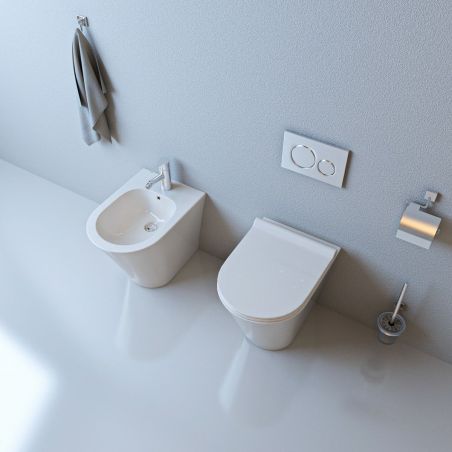 Toilettenschüssel EGO Galo, Rimless, Weiß, 55x36 cm Bodenmontage, Duroplast Slim Soft-Close-Deckel inklusive