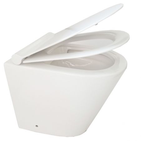 Toilettenschüssel EGO Galo, Rimless, Weiß, 55x36 cm Bodenmontage, Duroplast Slim Soft-Close-Deckel inklusive