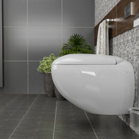 EGO Angelo WC-Becken, Weiß, 60x43 cm, hängende Montage, Duroplast Slim Soft T-Close-Deckel im Lieferumfang enthalten