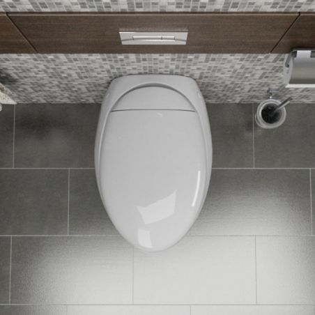 EGO Angelo WC-Becken, Weiß, 60x43 cm, hängende Montage, Duroplast Slim Soft T-Close-Deckel im Lieferumfang enthalten