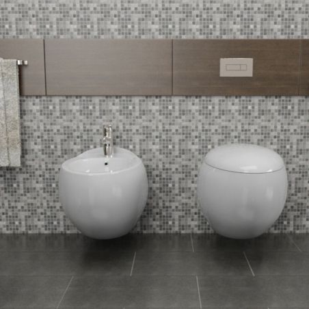 EGO Angelo WC-Becken, Weiß, 60x43 cm, hängende Montage, Duroplast Slim Soft T-Close-Deckel im Lieferumfang enthalten