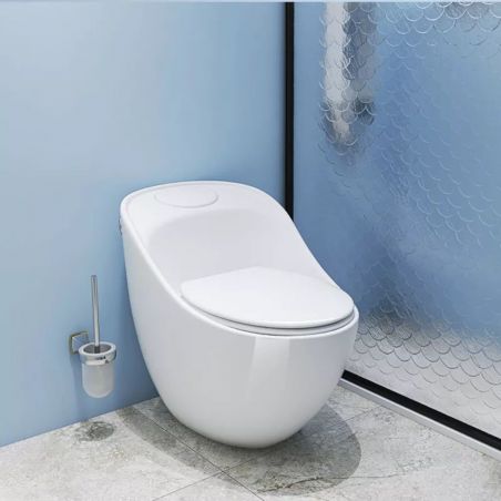 Santa Randloses WC, 69x46 cm, Einbautank, Weiß, Bodenmontage, Soft-Close-Deckel inklusive, Lizenzlinie von Ego