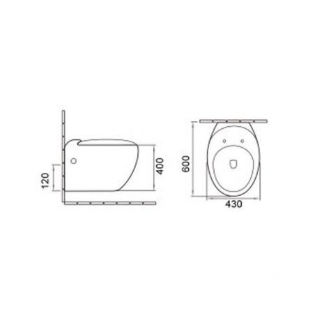 EGO Angelo WC-Becken, Weiß, 60x43 cm, hängende Montage, Duroplast Slim Soft T-Close-Deckel im Lieferumfang enthalten