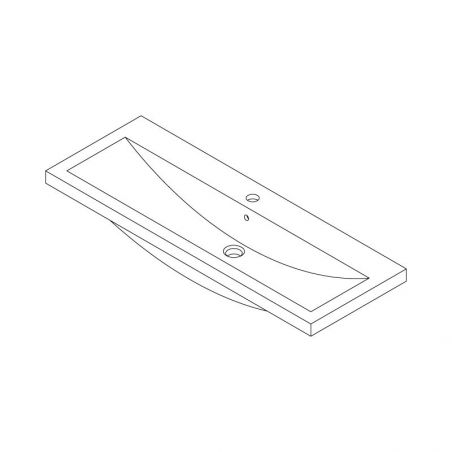 Fabio Doppelwaschbecken, Mineralwerkstoff, Einbau, ein Hahnloch 100x36 cm
