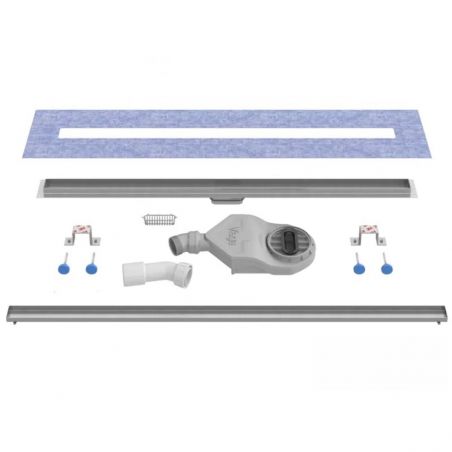 Fliesen-Duscharmatur , Siphon Viega, Einbaumodell unter der Platte, Chrom, Slim, Größen 50-120 cm, Breite 3,2 cm