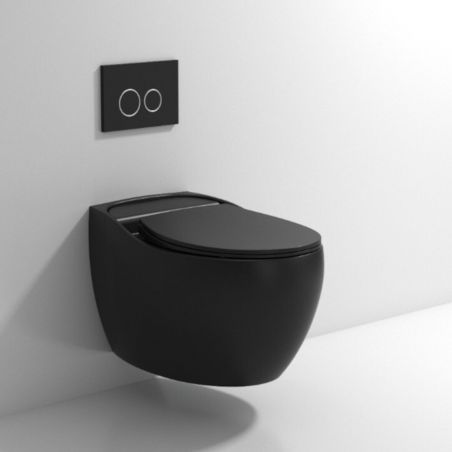 Jennifer Rimless WC, Matt Black, Power Colour, hängende Installation, Soft-Close-Abdeckung