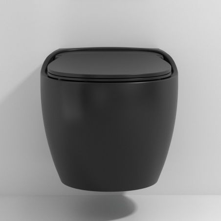 Jennifer Rimless WC, Matt Black, Power Colour, hängende Installation, Soft-Close-Abdeckung