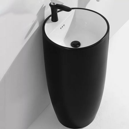 Fida-Standwaschbecken, außen schwarz und innen weiß, 45x45x85 cm, Bodenmontage, Sanitärkeramik