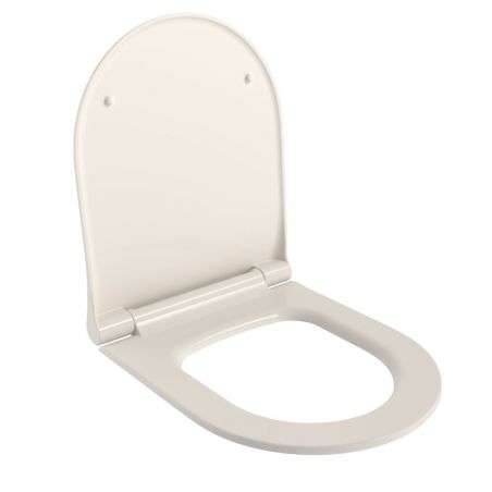 EGO Michael Rimless WC-Schüssel, 49x36 cm, Glossy Biscuit Cream, hängende Montage, Duroplast Soft -Close Easy-Off-Deckel