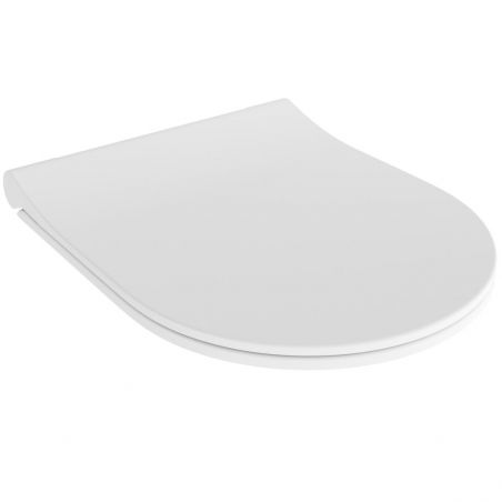 EGO WC-Becken Michael Rimless, 49x36 cm, Weiß glänzend, hängende Montage, Soft-Close-Duroplast-Deckel zum einfachen Abnehmen