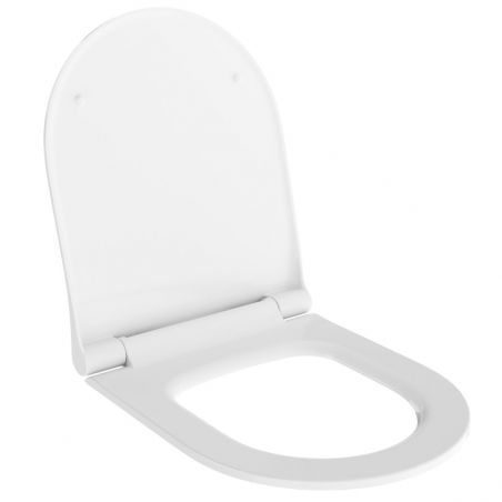 EGO WC-Becken Michael Rimless, 49x36 cm, Weiß glänzend, hängende Montage, Soft-Close-Duroplast-Deckel zum einfachen Abnehmen