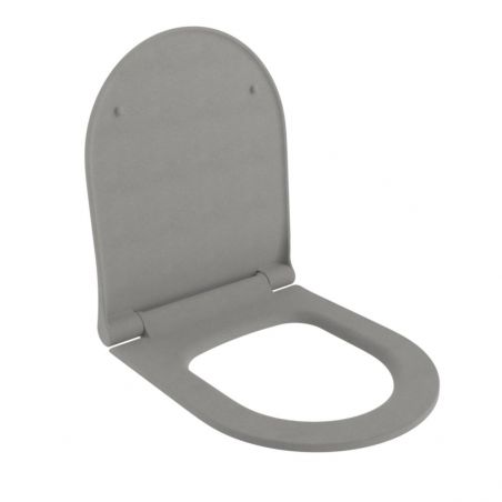 EGO Michael Rimless WC-Becken, 49x36 cm, Zementgrau matt, hängende Montage, Duroplast-Deckel Soft-Close Easy Off