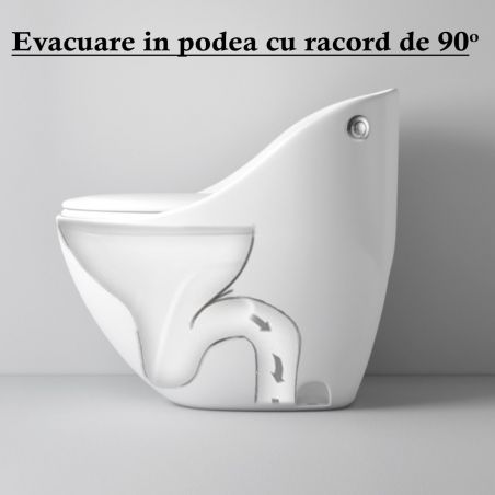 Santa Randloses WC, 69x46 cm, Einbautank, Weiß, Bodenmontage, Soft-Close-Deckel inklusive, Lizenzlinie von Ego