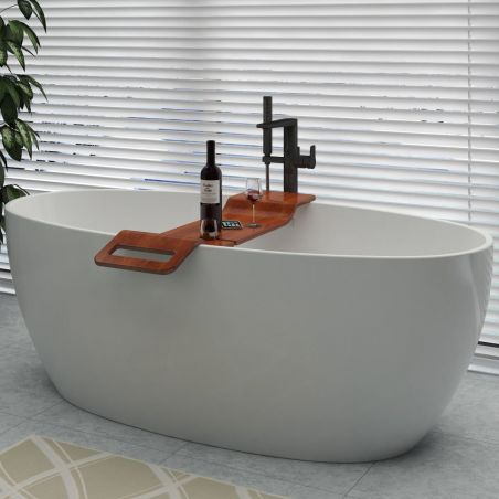 Tablett für die Vasco-Badewanne, 100x25x1,5, Luxury-Finish aus mehrschichtigem Holz, Eichenholz, wasserfest, Farbe Walnuss