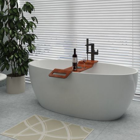 Tablett für die Vasco-Badewanne, 100x25x1,5, Luxury-Finish aus mehrschichtigem Holz, Eichenholz, wasserfest, Farbe Walnuss