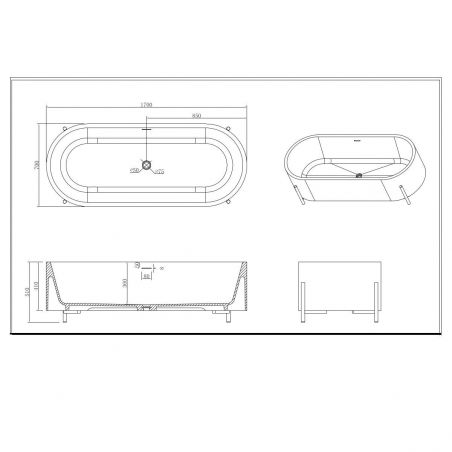 Atlanta Badewanne, Coroian Composite, glänzend weiß, 170 cm, Wärmedämmung, Freistehend