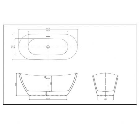 Badewanne Kevin, Sanitäracryl, Weiß glänzend, 150, 160, 170 cm, Wärmedämmung , freistehend