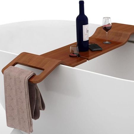 Tablett für die Vasco-Badewanne, 100x25x1,5, Luxury-Finish aus mehrschichtigem Holz, Eichenholz, wasserfest, Farbe Walnuss