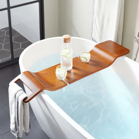 Tablett für die Vasco-Badewanne, 100x25x1,5, Luxury-Finish aus mehrschichtigem Holz, Eichenholz, wasserfest, Farbe Walnuss