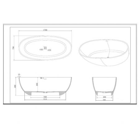 Lulu Badewanne, Coroian Composite, Mattschwarz, 170 oder 180 cm, Wärmedämmung, freistehend