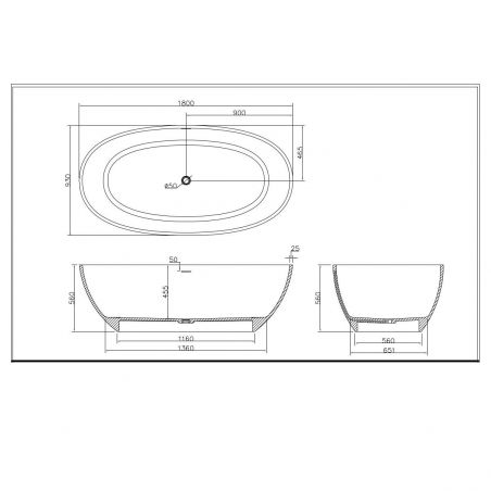 Lulu Badewanne, Coroian Composite, Mattschwarz, 170 oder 180 cm, Wärmedämmung, freistehend