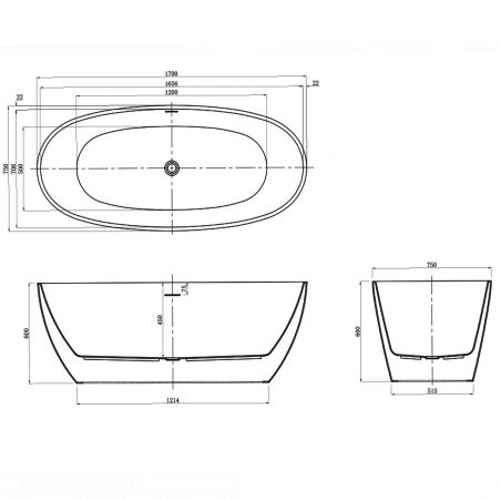 Zinon-Badewanne, Sanitäracryl, innen weiß glänzend, außen glänzend schwarz, 160 oder 170 cm, Wärmedämmung, freistehend