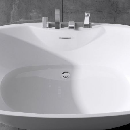 Badewanne EGO 605, freistehend, 170 cm, integrierter Wasserhahn mit Chromoberfläche, thermoaktives Sanitäracryl, weiß