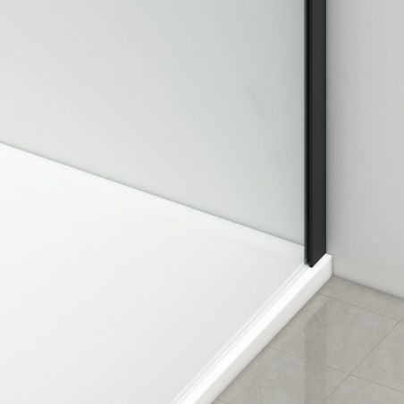 Duschkabine, feste Wand und Schiebetür, 6 mm Sicherheitsglas, 70–90 x 100–180 cm, mattschwarzes Profil, Hanes