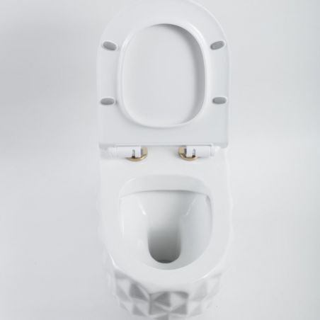 WC, glänzend weiß, randlos, 49x36 cm, hängende Montage, Duroplast-Deckel, Sanitärkeramik, Sidef