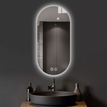 LED-Spiegel, Demister und Touch-Taste, 3 Farben, einstellbare Intensität, Abmessungen 50x100-40x120 cm, Victoria
