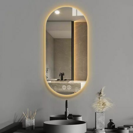 LED-Spiegel, Demister und Touch-Taste, 3 Farben, einstellbare Intensität, Abmessungen 50x100-40x120 cm, Victoria