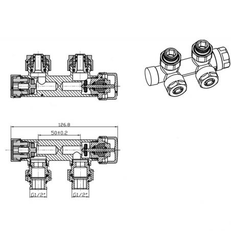 Wasserhahn-Set, Thermostatkopf mit Ventil, 5 Stufen verstellbar, Rundlauf, Gold glänzend