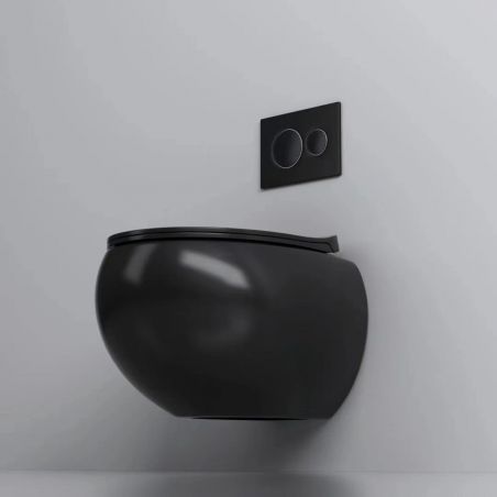 Toilettenschüssel, hängende Installation, Randlos, Mattschwarz, 47x45 cm, Site-Keramik, Duroplast-Deckel mit Soft Close, Rolls