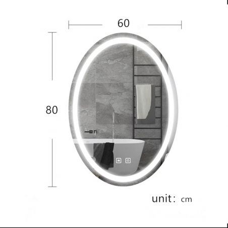 LED-Spiegel, Demister und Touch-Taste, 3 Farben, einstellbare Intensität, Abmessungen 50-75x70-100 cm, Fiesta