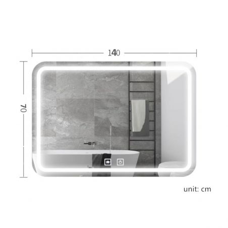 LED-Spiegel, Demister und Touch-Taste, 3 Farben, einstellbare Intensität, Abmessungen 40-60-70x60-140 cm, Feliz