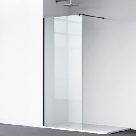 Walk-In Ultra-Slim Duschwand, 8 mm Sicherheitsglas, Maße 80-120x200cm, mattschwarze Profile, Nano Easy Clean, Matia